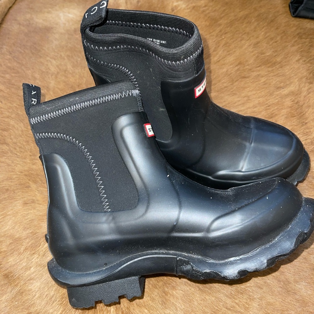 HUNTER X STELLA MCCARTNEY BLACK RAIN BOOTS